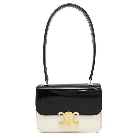 Celine Handbags - Celine Teen Garance Patent Vernis Shoulder Bag Hobo Black White